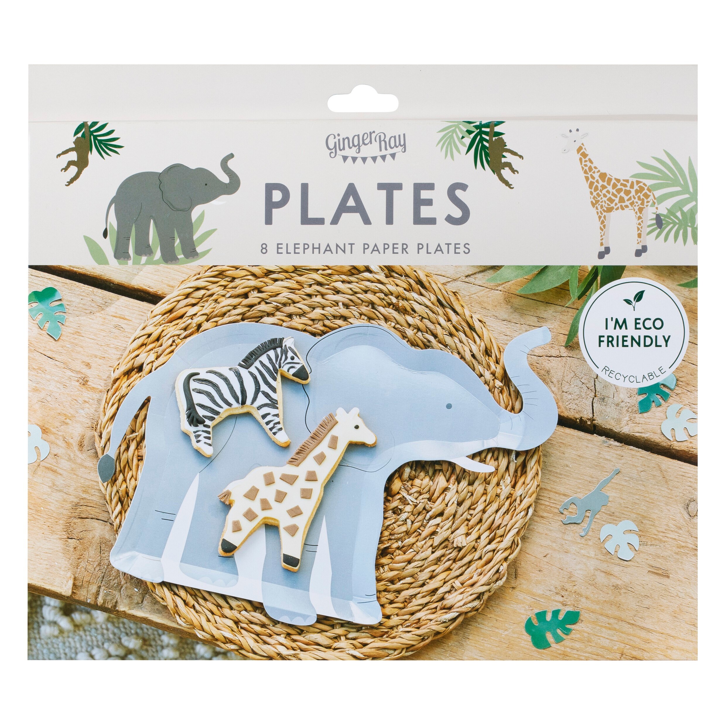 Let´s Go Wild Tallrikar - Elefant 8-pack