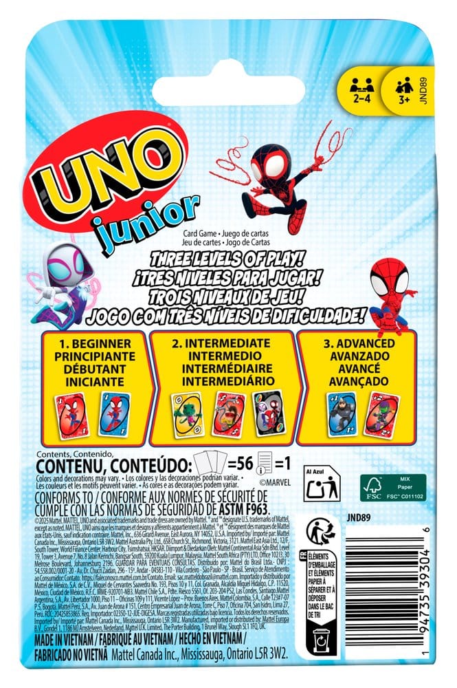 Spidey Uno Kortspel Junior